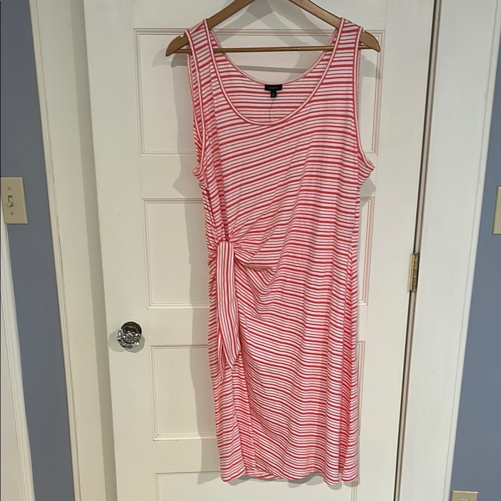 Striped Pink Tie-Waist Sleeveless Dress